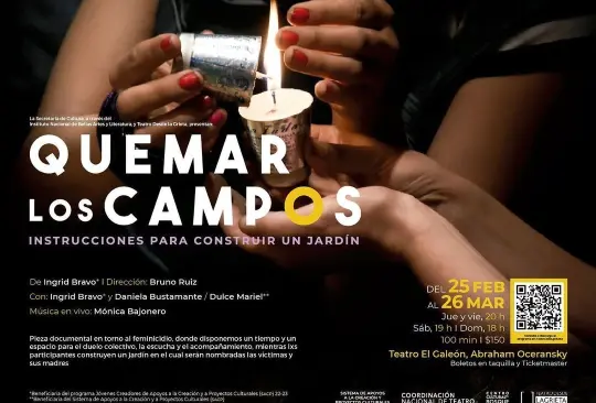 Quemar los campos. Instrucciones para construir un jardín, una pieza documental y performativa que narra la historia de la joven víctima de feminicidio, Diana Velázquez Florencio Quemar los campos. Instrucciones para construir un jardín, una pieza documental y performativa que narra la historia de la joven víctima de feminicidio, Diana Velázquez Florencio