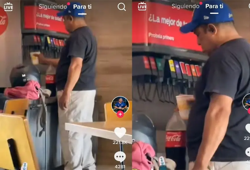 El hombre aprovech&oacute; su refill para rellenar su botella de coca de 2 litros 