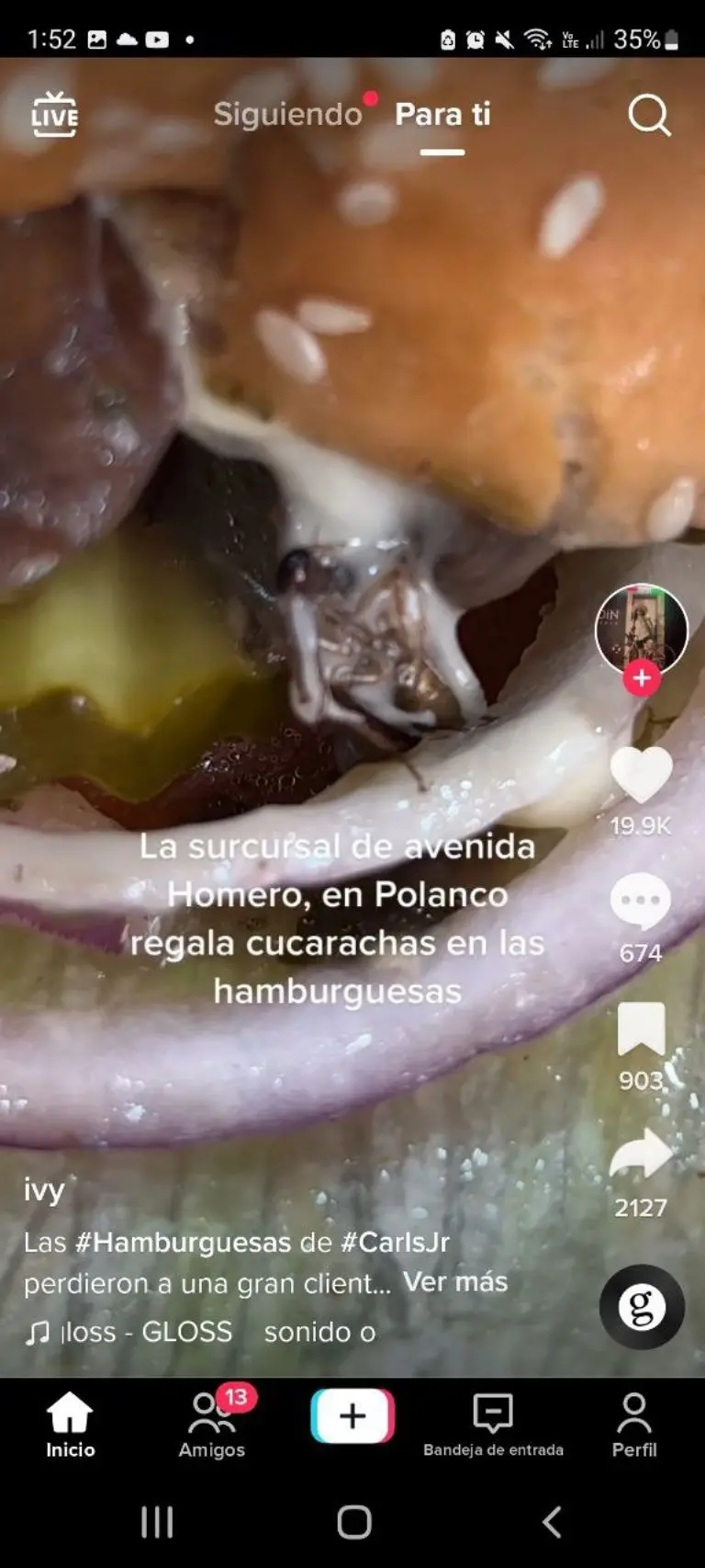 Denuncian hamburguesa con cucaracha - Tomada de video