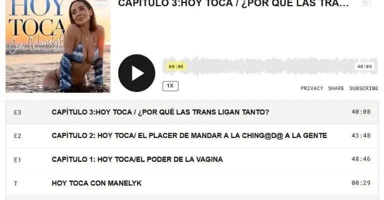 La influencer aseguró que eliminó su video, pero el podcast sigue en línea. Imagen: Pitaya.fm.