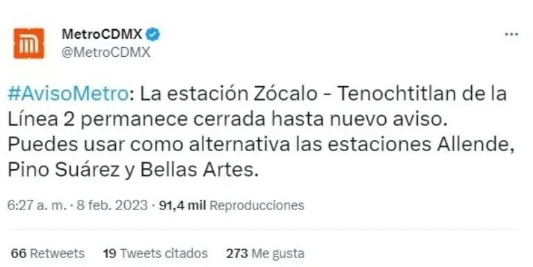 Fuente: @MetroCDMX