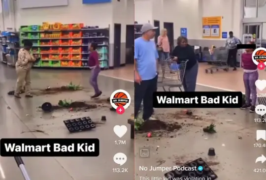 Niña causa destrozos en un supermercado ante mirada de adultos