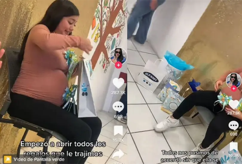 Con pizzas, refrescos y un mont&oacute;n de regalos, los estudiantes recibieron a su compa&ntilde;era embarazada 