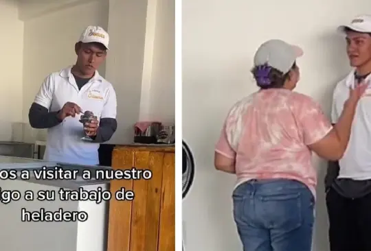 Amigas visitan a empleado en su trabajo Amigas visitan a empleado en su trabajo