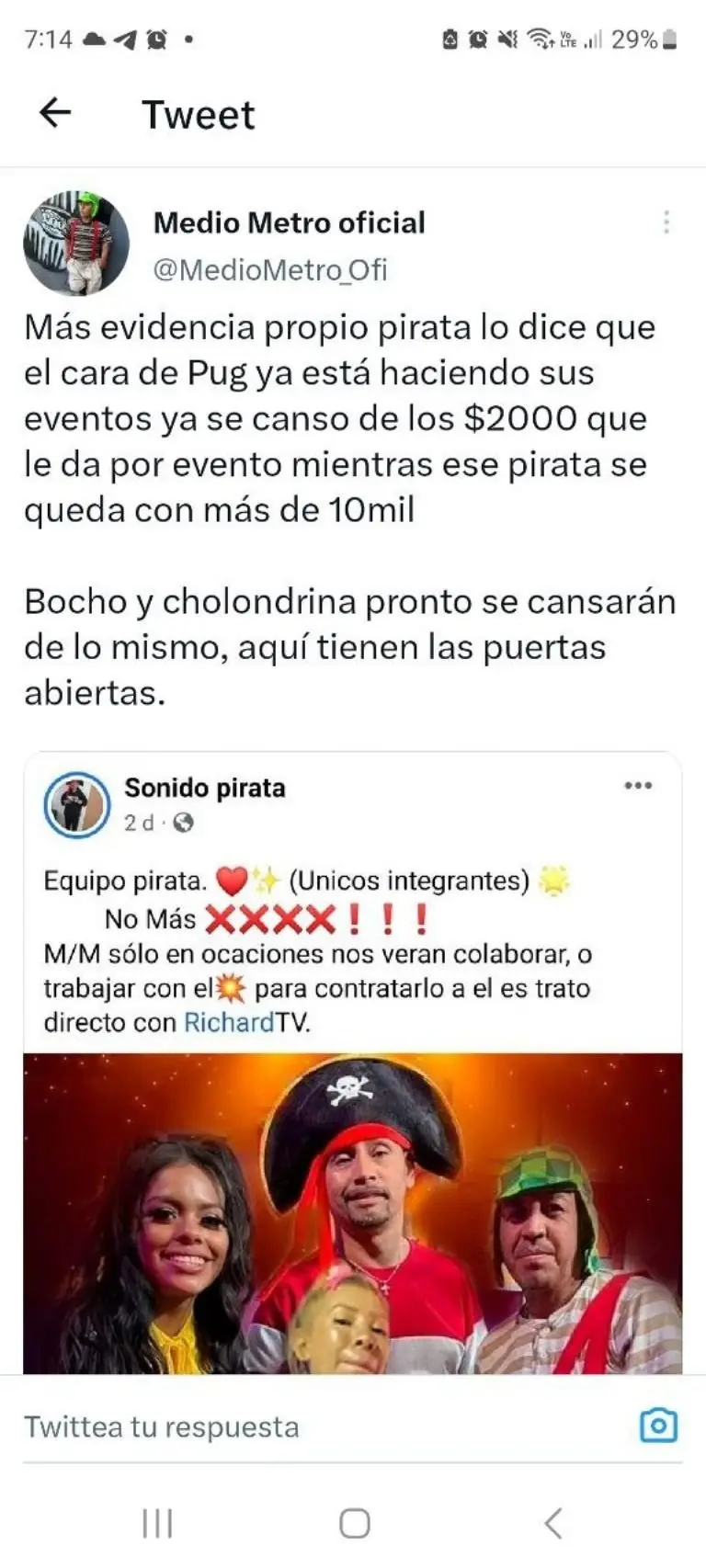Medio Metro malo se burla de Sonido Pirata - Captura de pantalla