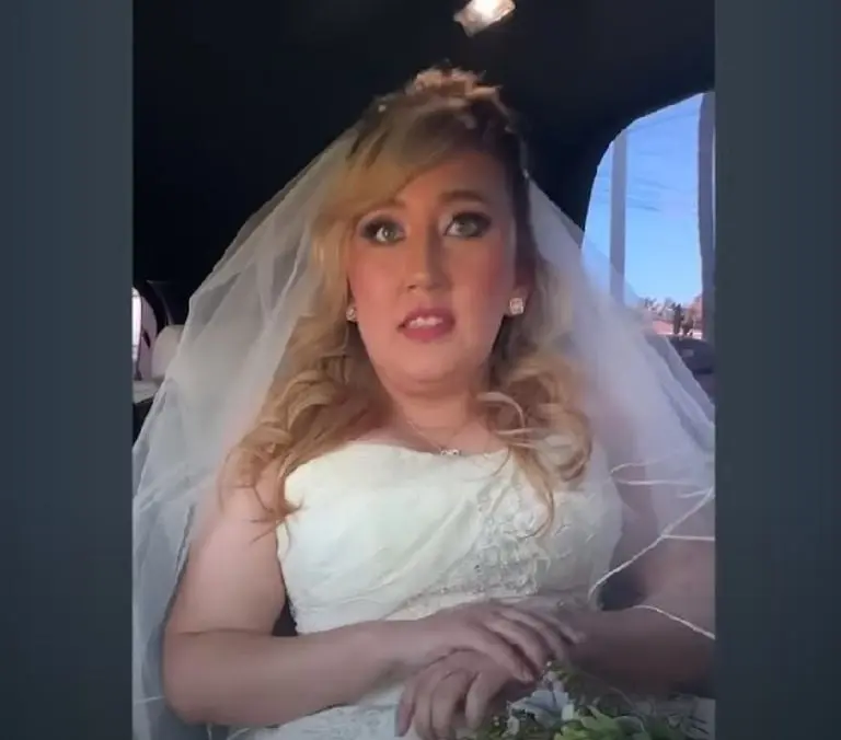 Novia se desmaquilla para un reto (TikTok)