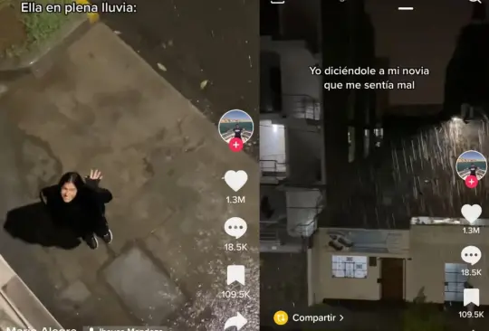 El joven quedó maravillado al ver a su novia llegar a su casa pese a la tormenta 