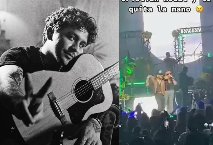 Gera MX abraz&oacute; a Christian Nodal, pero este se quit&oacute; la mano de su compa&ntilde;ero de encima en pleno show