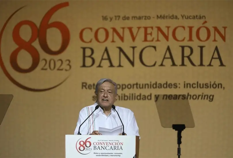 El presidente Andr&eacute;s Manuel L&oacute;pez Obrador encabez&oacute; la inauguraci&oacute;n de la 86 Convenci&oacute;n Bancaria 