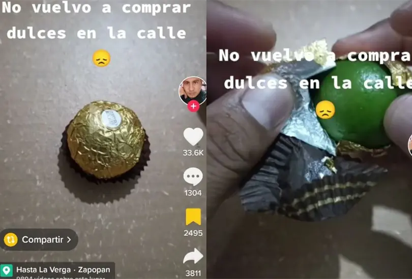 El hombre se encontr&oacute; con un lim&oacute;n dentro del empaque del chocolate