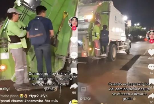 Recolectores de basura dan aventón a joven que no encontró taxi en la madrugada Recolectores de basura dan aventón a joven que no encontró taxi en la madrugada