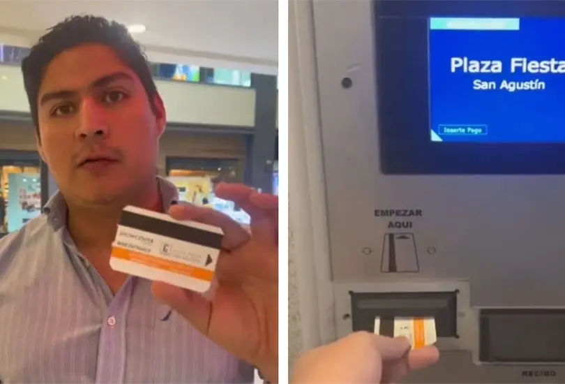 Hombre guarda boleto de estacionamiento