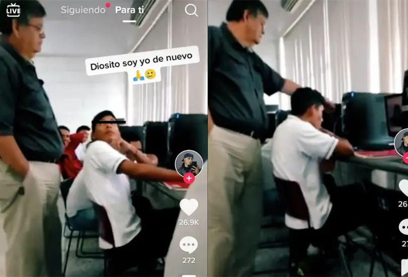 Profesor sorprende a alumno viendo páginas para adultos Profesor sorprende a alumno viendo páginas para adultos