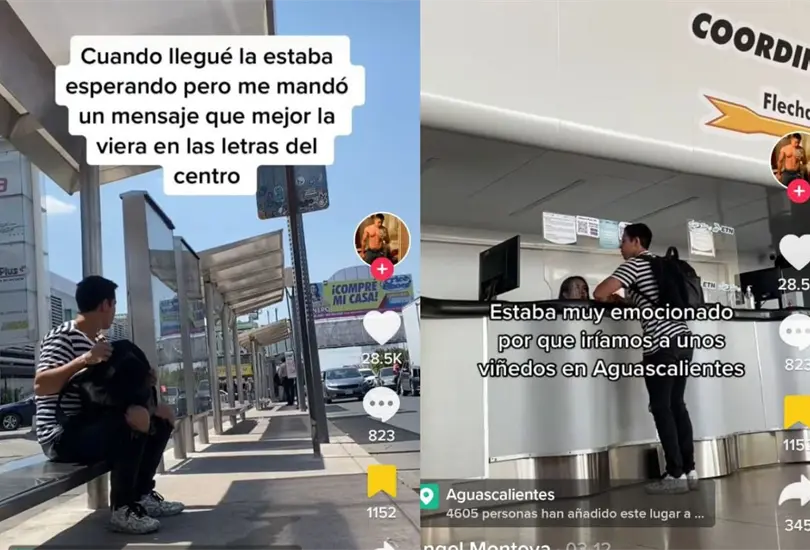El usuario de TikTok &Aacute;ngel Montoya  cont&oacute; que conoci&oacute; a una joven en redes sociales con quien, luego de hablar por varios meses, lleg&oacute; al acuerdo de que la visitar&iacute;a en Aguascalientes para juntos visitar unos vi&ntilde;edos.