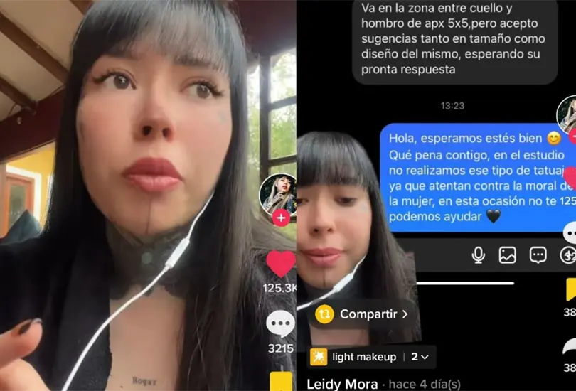 Ledy Mora una tatuadora de Colombia, se negó a realizar un tatuaje a una joven por considerar que el diseño atentaba contra la moral de la mujer Ledy Mora una tatuadora de Colombia, se negó a realizar un tatuaje a una joven por considerar que el diseño atentaba contra la moral de la mujer