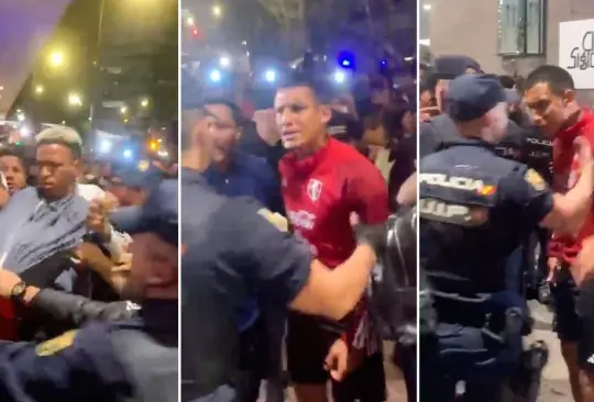 Policías de España golpean a jugadores profesionales de la Selección de futbol de Perú. Policías de España golpean a jugadores profesionales de la Selección de futbol de Perú.