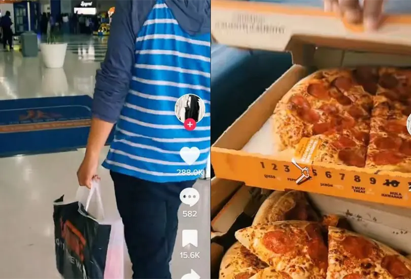 una familia se hizo viral en TikTok luego de mostrar la ingeniosa y atrevida forma en la que lograron ingresar una pizza completa de Little Caesars para poder disfrutar de la película, a un menor costo. una familia se hizo viral en TikTok luego de mostrar la ingeniosa y atrevida forma en la que lograron ingresar una pizza completa de Little Caesars para poder disfrutar de la película, a un menor costo.