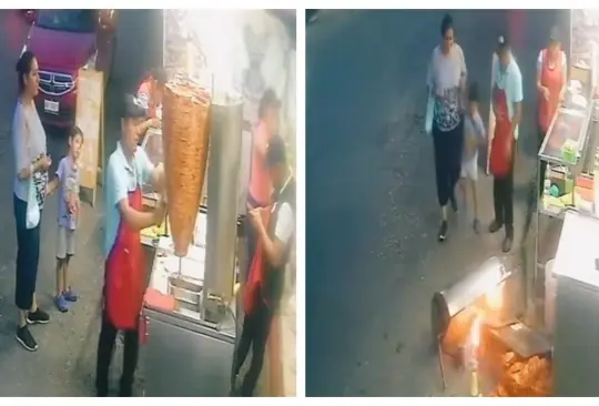 Taquero tira trompo de pastor Taquero tira trompo de pastor