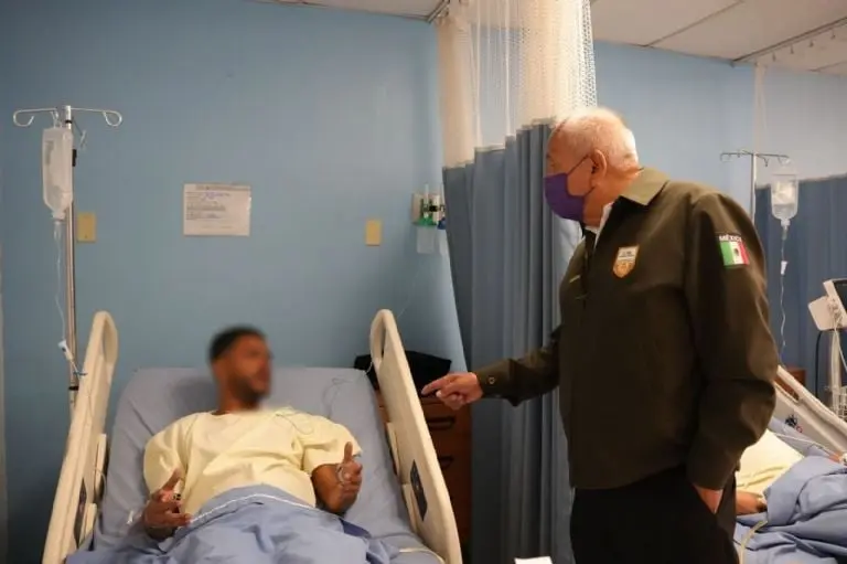 Migrantes hospitalizados tras incendio en albergue de Ciudad Juárez. Créditos: INM