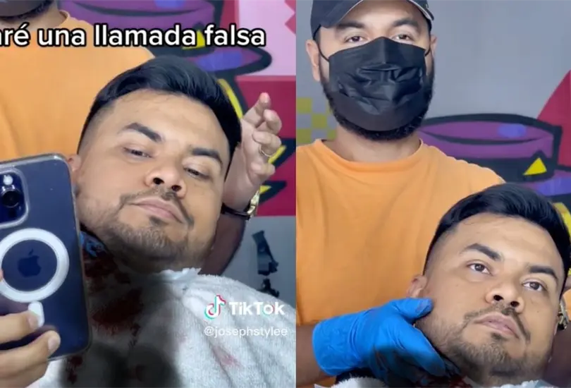 VIDEO: barbero hace broma pesada de cortada a cliente. 