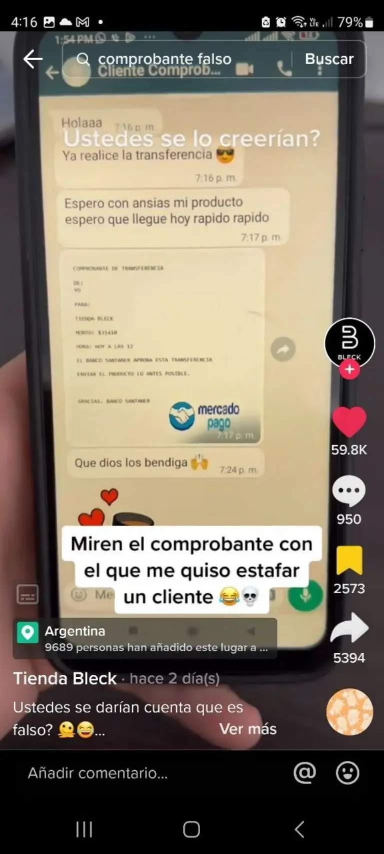 Intento de estafa - Tomada de video