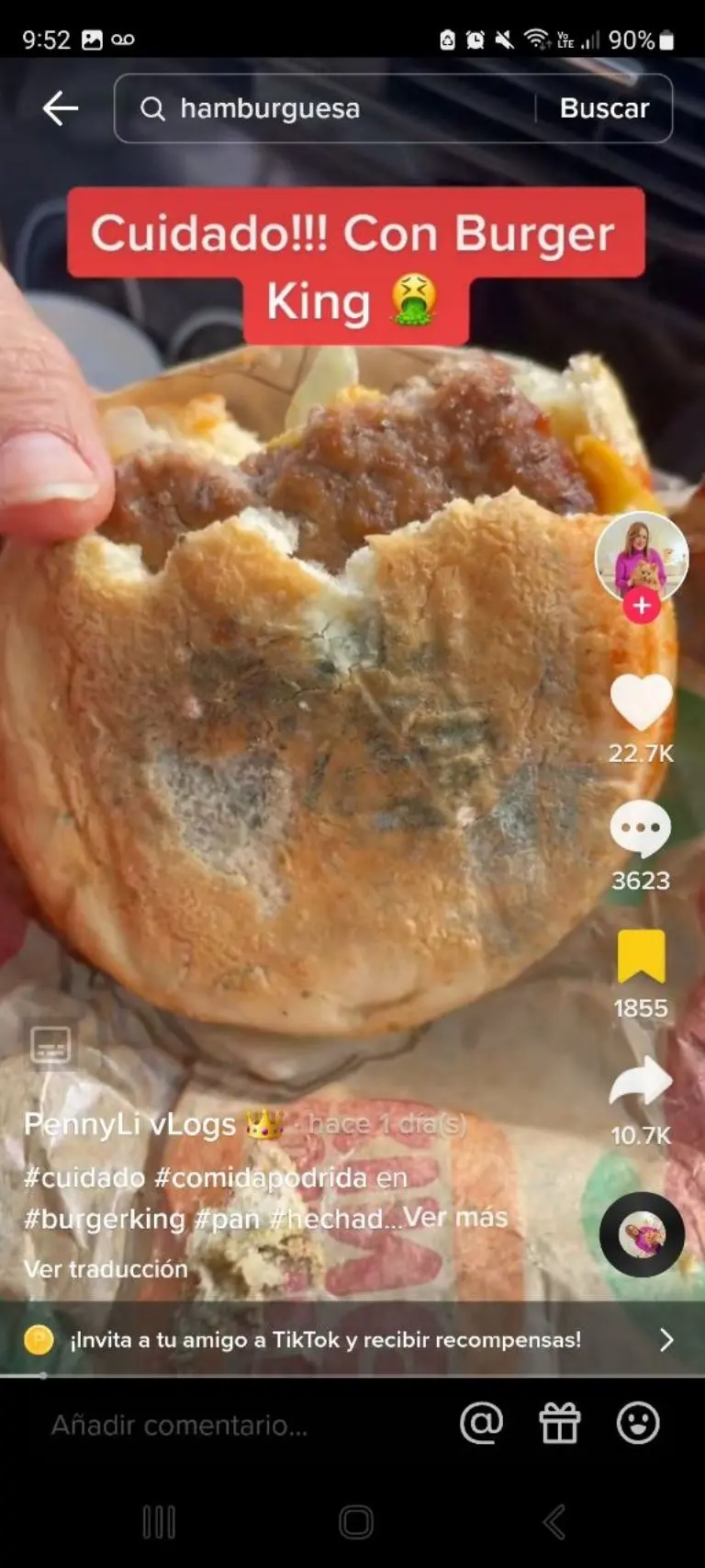 Hamburguesa con moho - Tomada de video