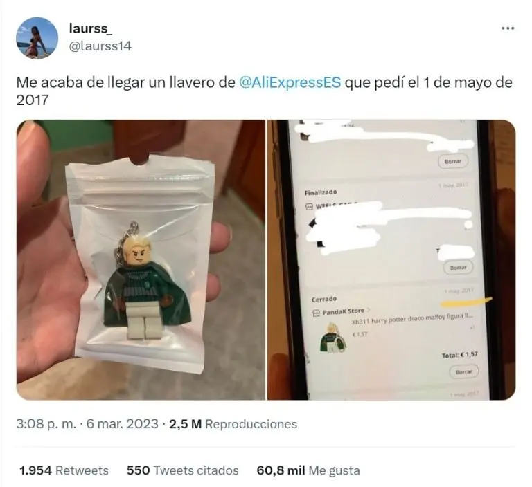 Joven recibe pedido de AliExpress después de 5 años (Twitter)