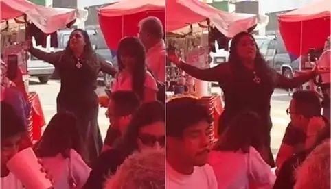 Los vendedores y clientes quedaron sorprendidos al oír a la mujer cantar. 