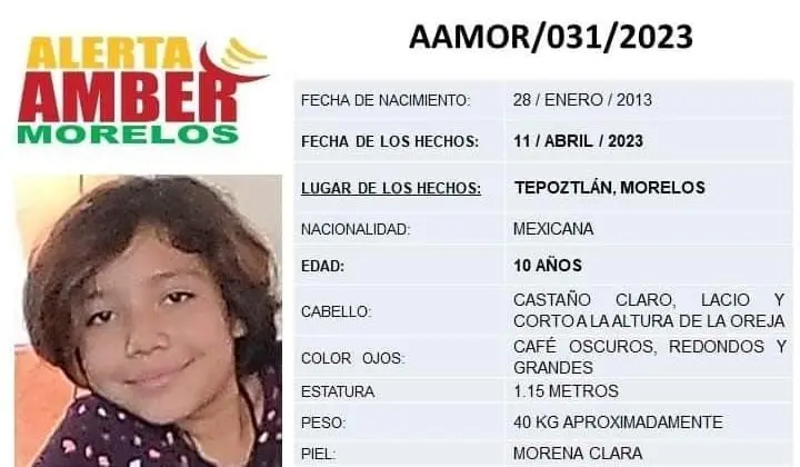 Buscan a Luna Yaretzi Montesinos en Tepoztl&aacute;n, Morelos. 