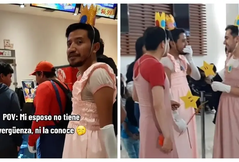 Hombre se disfraza de Peach