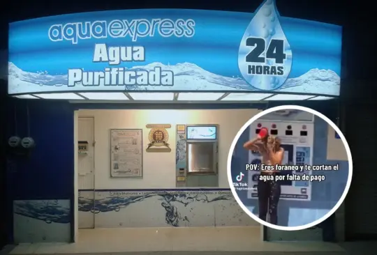 Mujer se baña en una purificadora de agua Mujer se baña en una purificadora de agua