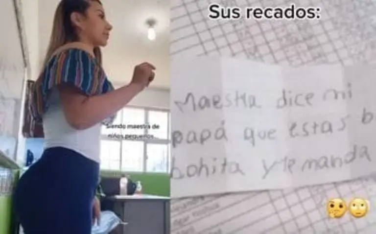 Maestra exhibió los recados de los papás. Foto: especial.