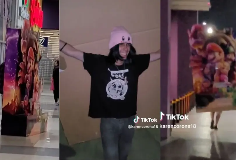 VIDEO Joven roba letrero de Mario Bros del cine y se lo lleva a su casa. VIDEO Joven roba letrero de Mario Bros del cine y se lo lleva a su casa.