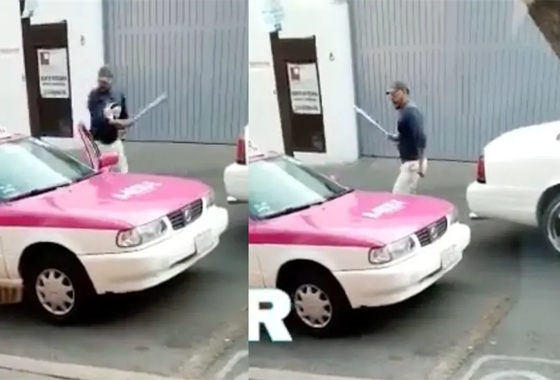 VIDEO: montachoques golpean taxi en la CDMX. VIDEO: montachoques golpean taxi en la CDMX.