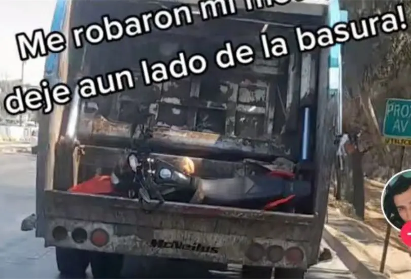 Camión de basura se lleva moto de hombre Camión de basura se lleva moto de hombre