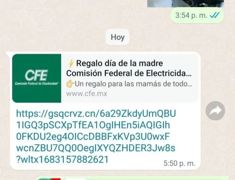 CFE alerta fraude Día de las Madres