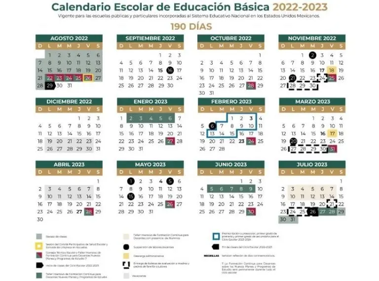 Calendario oficial de la SEP 2023. Foto: especial.