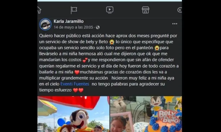 Madre pide show para pequeña fallecida - Tomada de Facebook