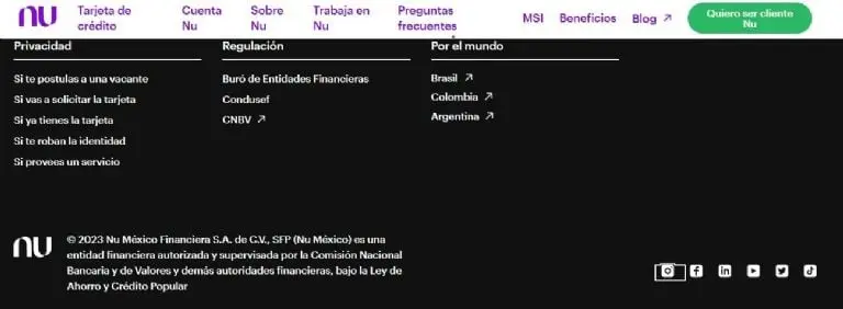 La descripción en la página de NU. Foto: nu.com.mx