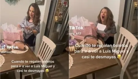 La mujer no ocultó su emoción al ver los boletos para el concierto de Luis Miguel. La mujer no ocultó su emoción al ver los boletos para el concierto de Luis Miguel.