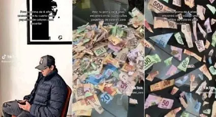 La niña encontró los billetes en su recámara y los recortó. 