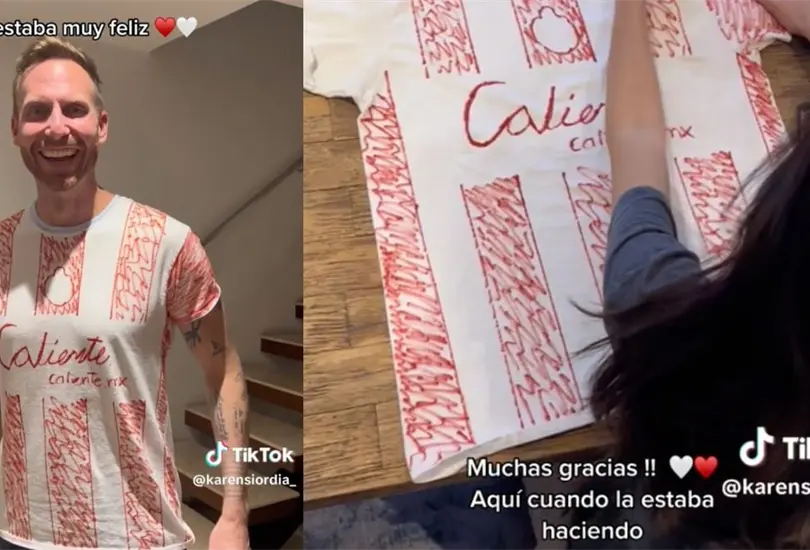 Hombre no ten&iacute;a playera de Chivas y su esposa le dibuja una. 