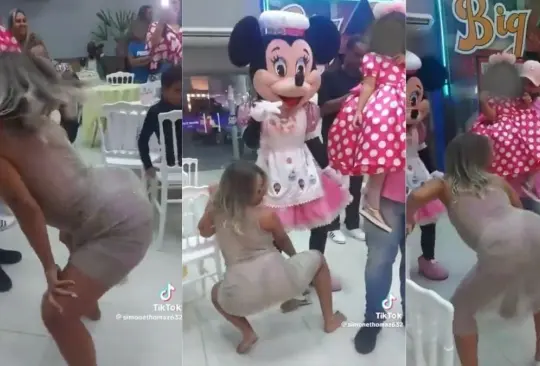 Madre perrea en fiesta de cumpleaños de su hija y se roba la atención. 