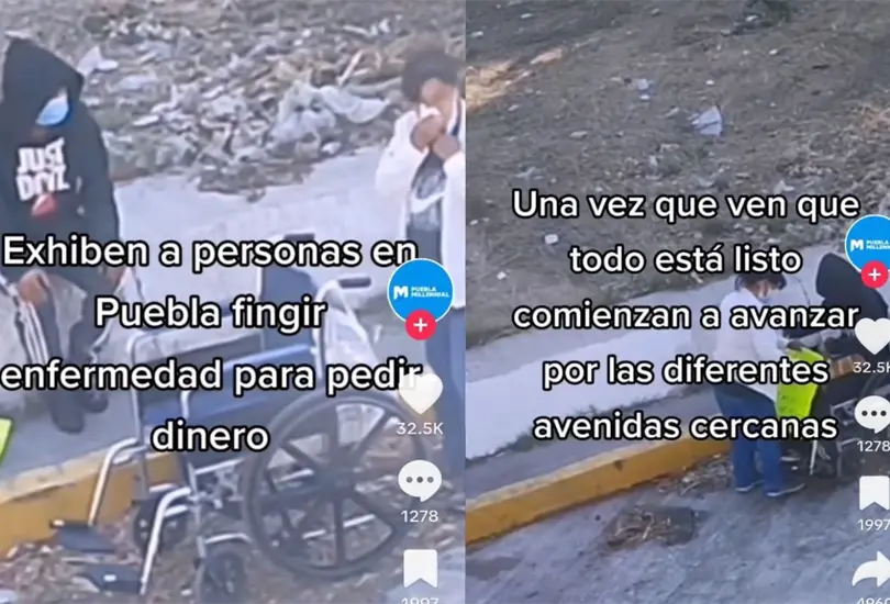 La pareja fue captada prepar&aacute;ndose para salir a pedir limosna, aparentando tener una discapacidad