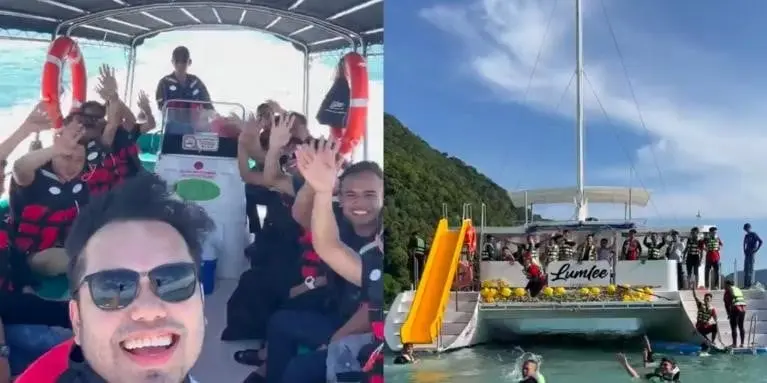 Jefe lleva de vacaciones a sus empleados y se vuelve viral. Jefe lleva de vacaciones a sus empleados y se vuelve viral.