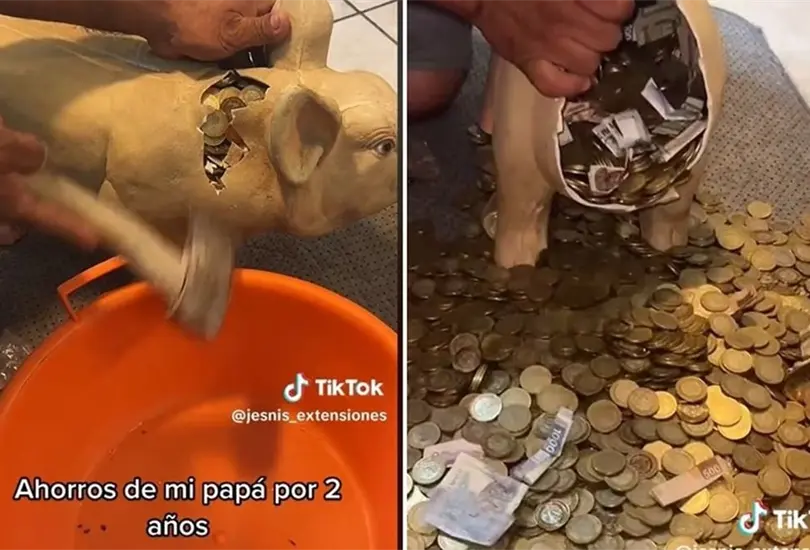 Mujer se hacer viral tras compartir video de lo que su papá ahorro en una alcancía Mujer se hacer viral tras compartir video de lo que su papá ahorro en una alcancía