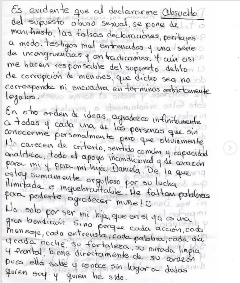 Héctor Parra manda carta desde prisión (Instagram)