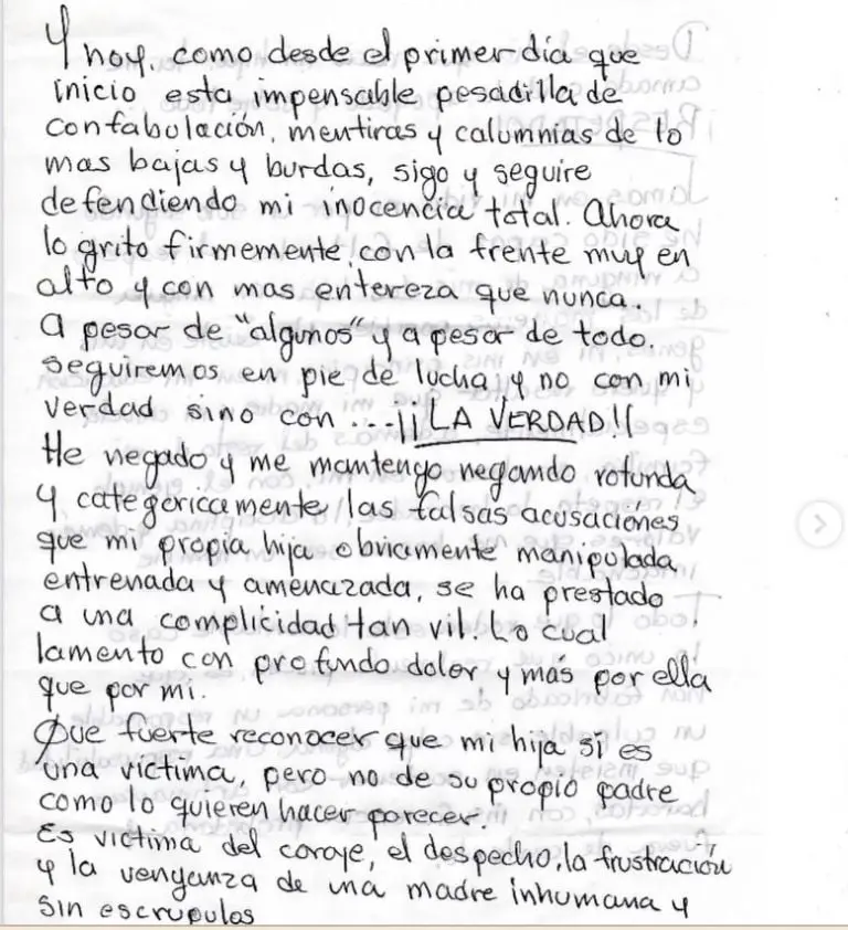 Héctor Parra manda carta desde prisión (Instagram)