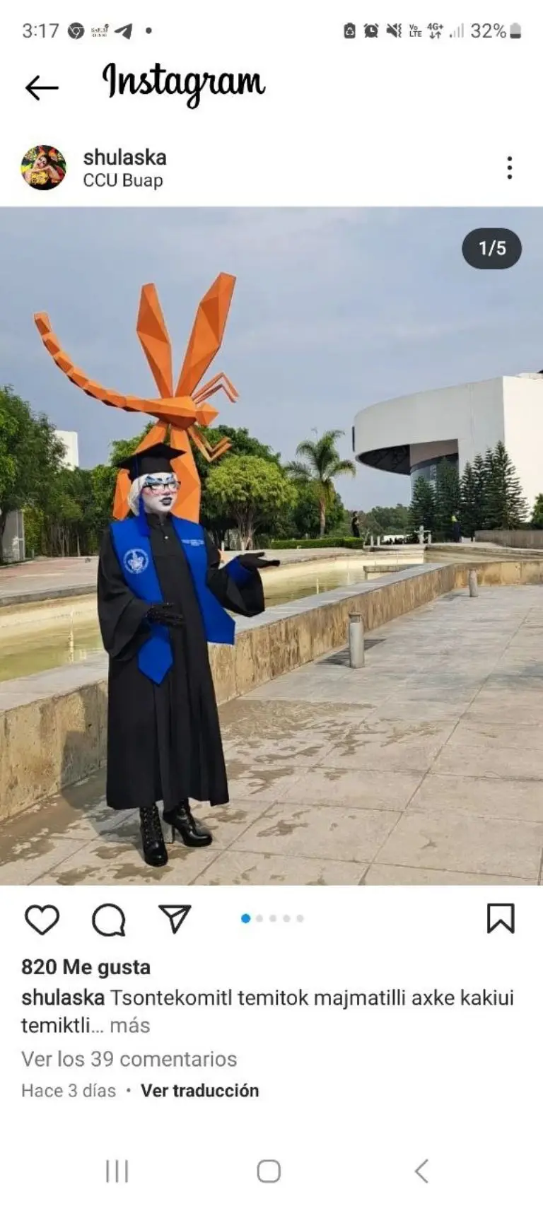 Joven logra titularse vestido de drag queen - Tomada de Instagram