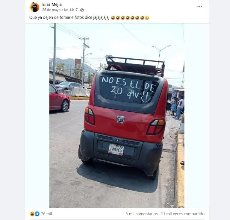 Confunden auto con vehículo chino (Facebook)